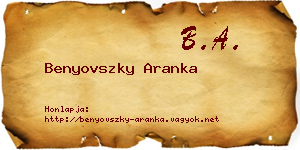 Benyovszky Aranka névjegykártya